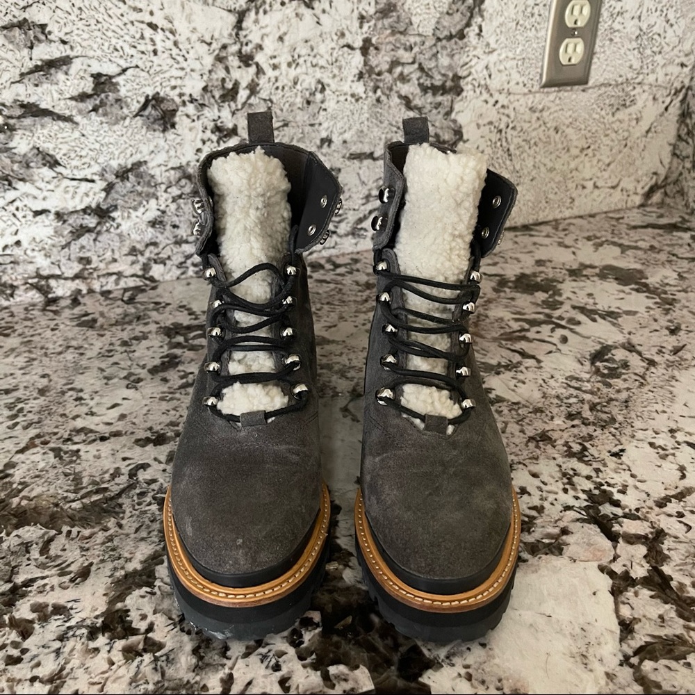 Marc Fisher LTD Izzie Genuine Shearling Lace-sup Boot